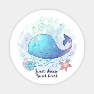 Sweet Dream Sweet Heart Blue whale Magnet